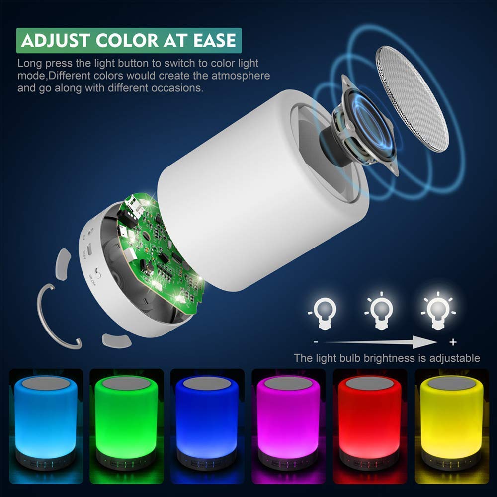 RAGZAN ABS Night Light Bluetooth Speaker Wireless - Ragzan Portable Smart Touch Control Bedside Table Lamp With Colorful Led,Best Gift For Teens Kids Children Students Girlfriend Boyfriend Women Men
