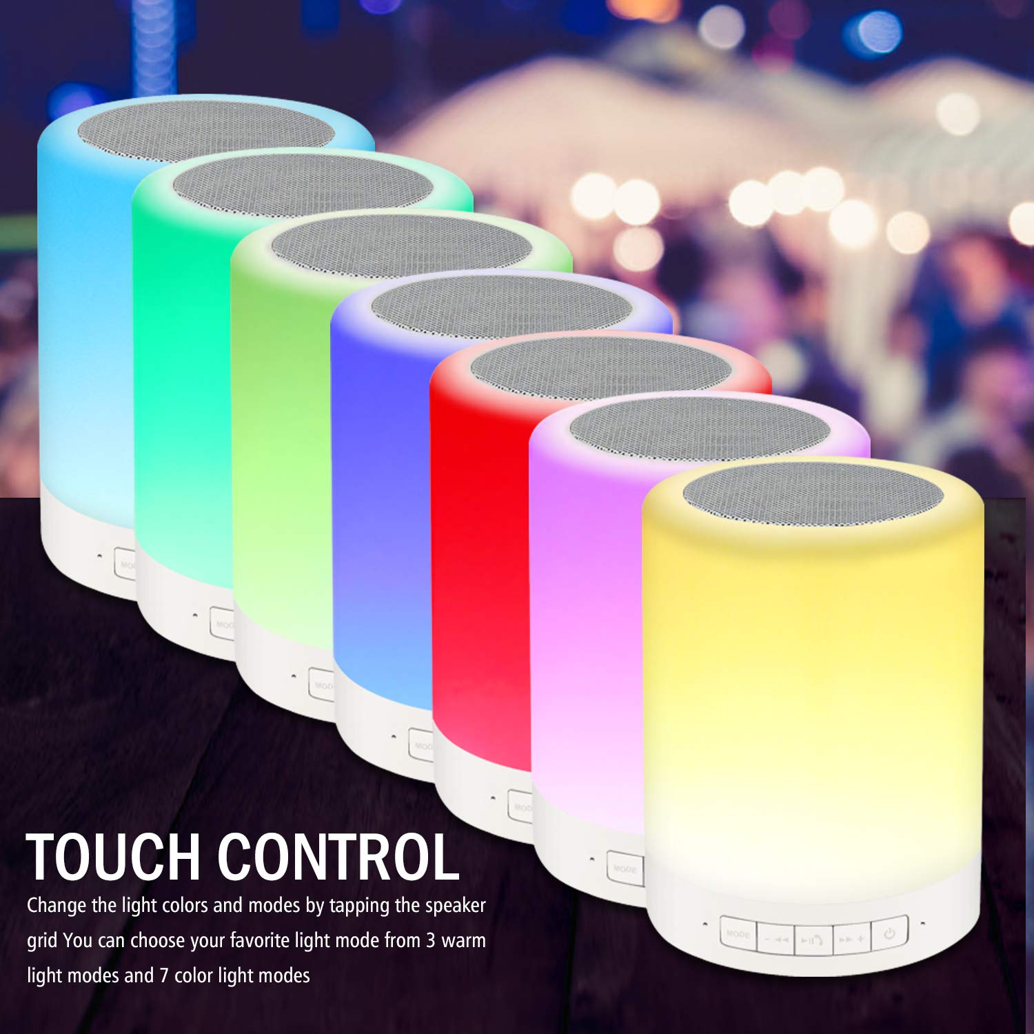 RAGZAN ABS Night Light Bluetooth Speaker Wireless - Ragzan Portable Smart Touch Control Bedside Table Lamp With Colorful Led,Best Gift For Teens Kids Children Students Girlfriend Boyfriend Women Men